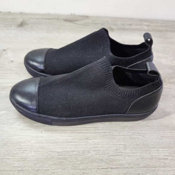 Black Slip-On Sneakers Leather Toe Cap By Ruby Label EU Size 37 US Size 7 - Picture 4 of 11